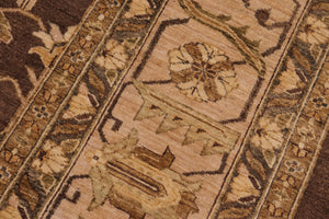 handmade Traditional Kafkaz Brown Tan Hand Knotted RECTANGLE 100% WOOL area rug 10x14