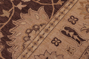 handmade Traditional Kafkaz Brown Gold Hand Knotted RECTANGLE 100% WOOL area rug 10x14