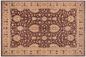 10x14 hand knotted Ziegler wool rug in brown and gold - Classic Ziegler Billi