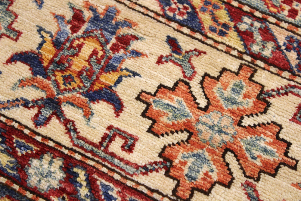 handmade Geometric Super Kazak Red Beige Hand Knotted RECTANGLE 100% WOOL area rug 9' x 12'