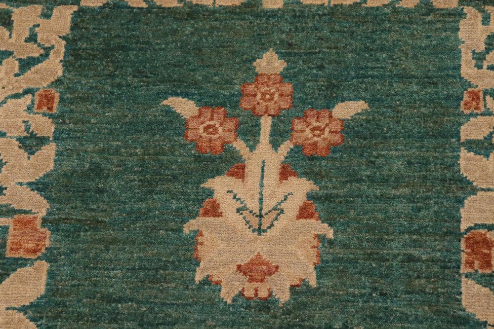 handmade Modern Kafkaz Green Tan Hand Knotted RECTANGLE 100% WOOL area rug 10' x 14'