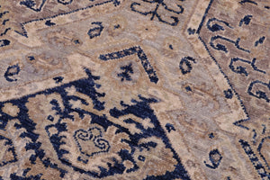 handmade Transitional Kafkaz Blue Beige Hand Knotted RECTANGLE 100% WOOL area rug 5' x 7'