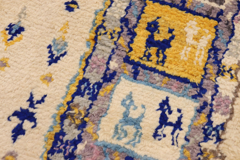 handmade Geometric Moroccan Beige Blue Hand Knotted RECTANGLE 100% WOOL area rug 8' x 10'