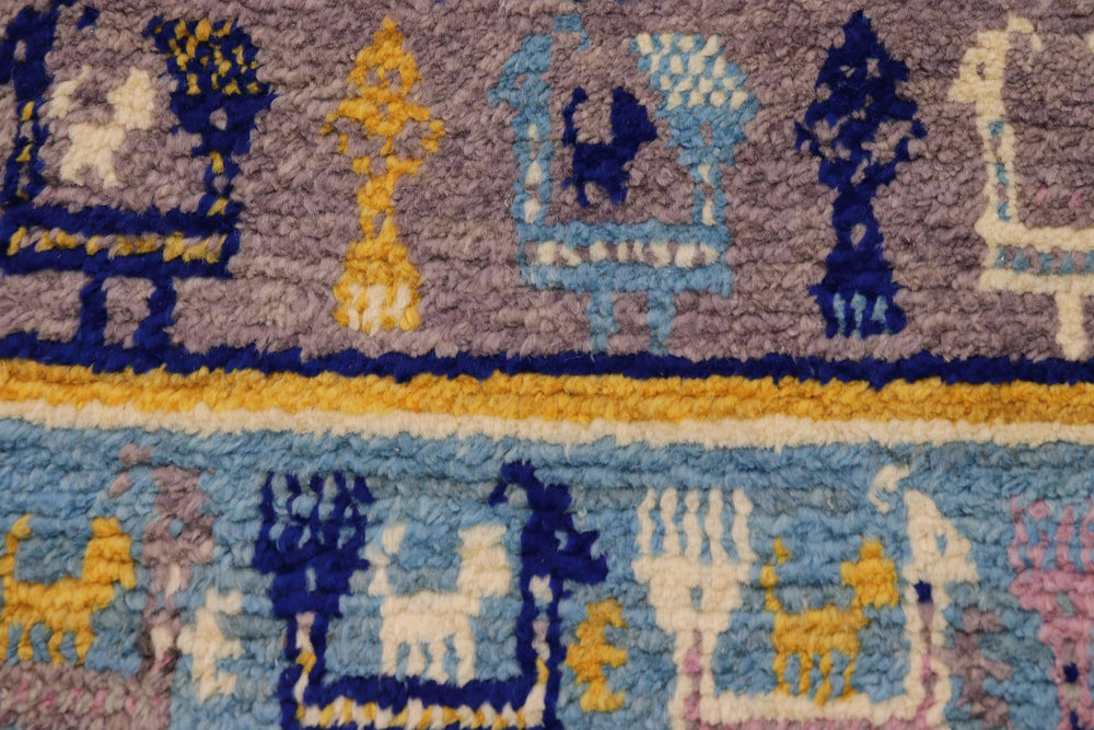 handmade Geometric Moroccan Beige Blue Hand Knotted RECTANGLE 100% WOOL area rug 8' x 10'