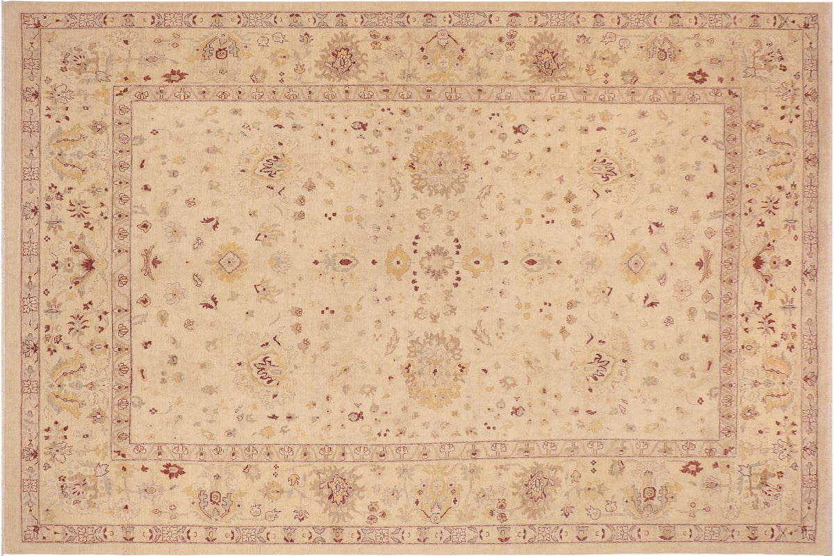 handmade Traditional Kafkaz Beige Gold Hand Knotted RECTANGLE 100% WOOL area rug 10x15