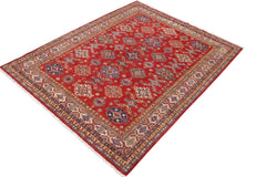 handmade Geometric Super Kazak Red Beige Hand Knotted RECTANGLE 100% WOOL area rug 8' x 10'