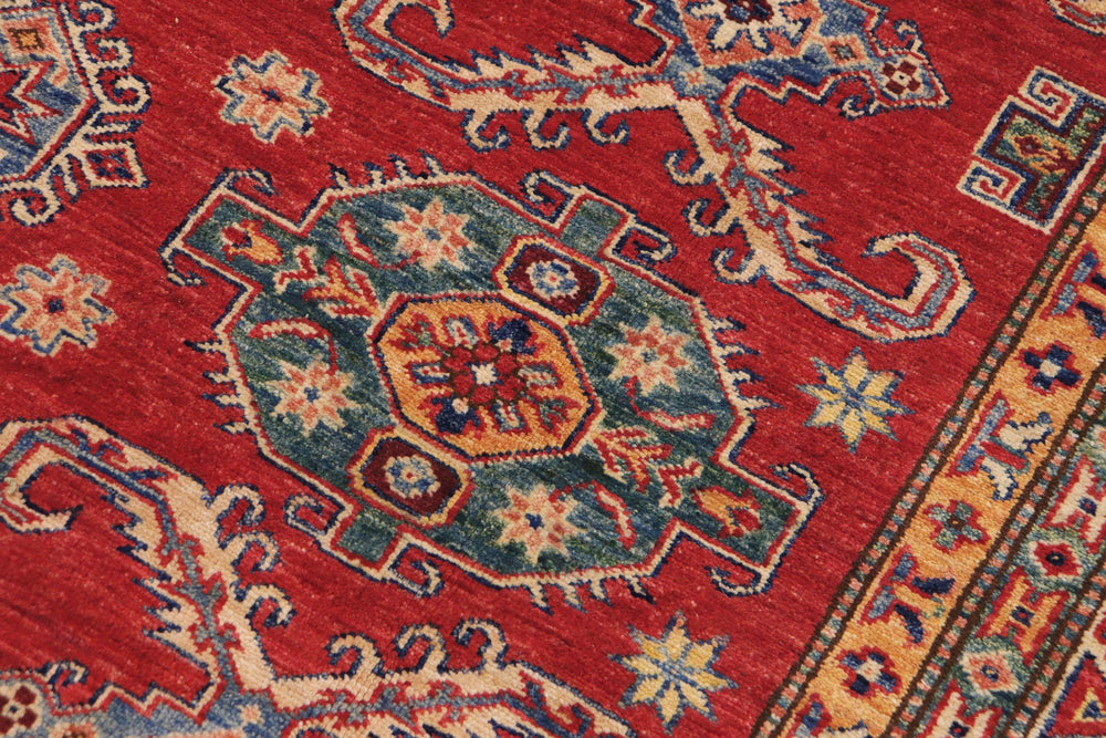 handmade Geometric Super Kazak Red Beige Hand Knotted RECTANGLE 100% WOOL area rug 8' x 10'