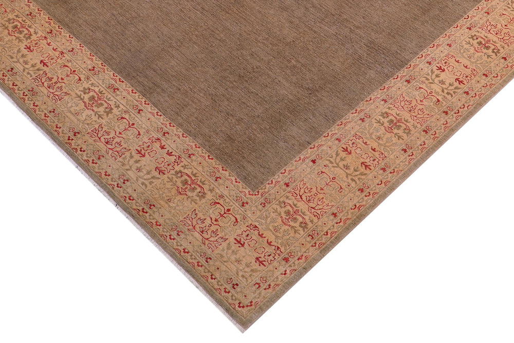 handmade Modern Kafkaz Brown Beige Hand Knotted RECTANGLE 100% WOOL area rug 10' x 14'