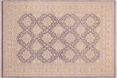 handmade Transitional Kafkaz Purple Gray Hand Knotted RECTANGLE WOOL&SILK area rug 10' x 14'