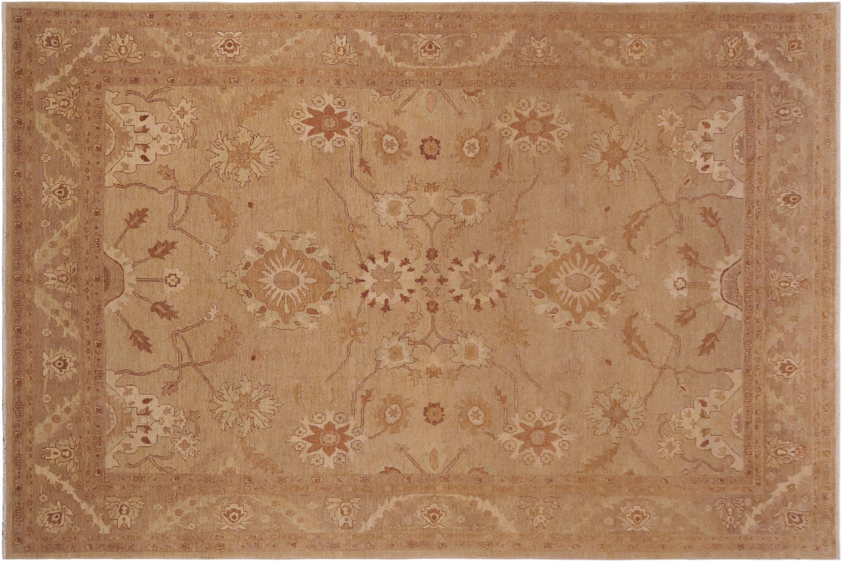 10x14 hand knotted Ziegler wool rug in tan and brown - Chic Ziegler Antonett