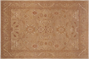 10x14 hand knotted Ziegler wool rug in tan and brown - Chic Ziegler Antonett