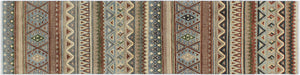 handmade Geometric Kurjean Brown Beige Hand Knotted RUNNER 100% WOOL area rug 3x10