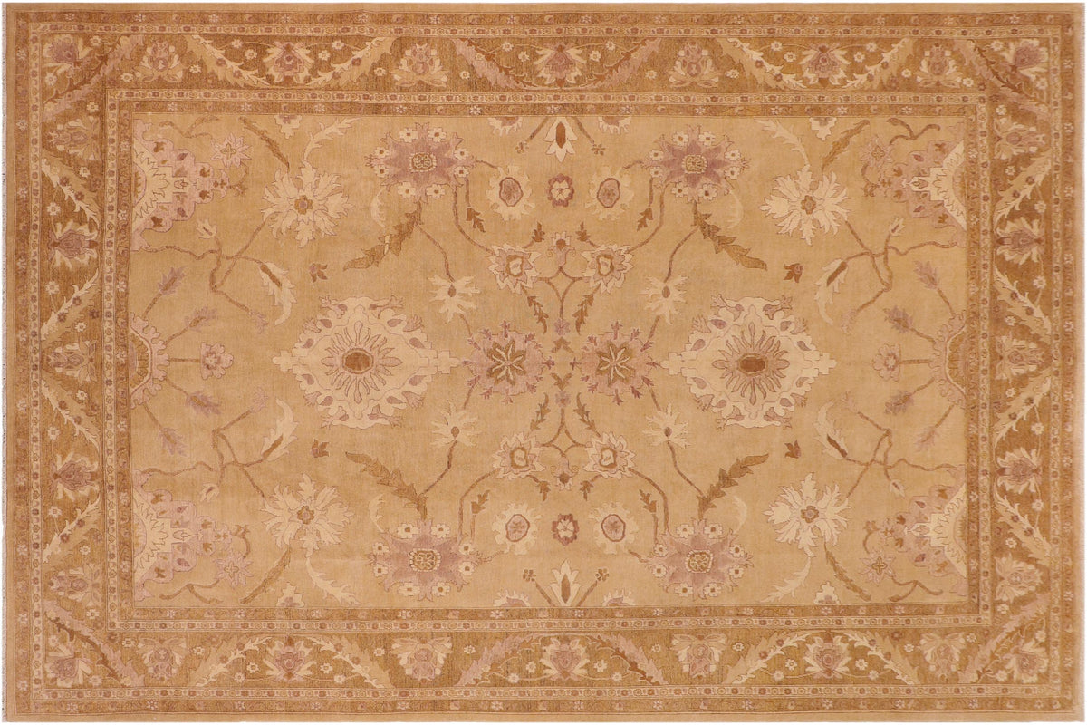 handmade Traditional Kafkaz Gold Brown Hand Knotted RECTANGLE 100% WOOL area rug 10x14