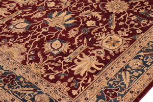 handmade Traditional Kafkaz Red Blue Hand Knotted RECTANGLE 100% WOOL area rug 10x14