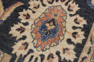 handmade Transitional Kafkaz Charcoal Tan Hand Knotted RECTANGLE 100% WOOL area rug 9' x 12'