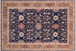 handmade Transitional Kafkaz Blue Brown Hand Knotted RECTANGLE 100% WOOL area rug 5' x 7'