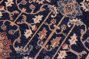 handmade Transitional Kafkaz Blue Brown Hand Knotted RECTANGLE 100% WOOL area rug 5' x 7'