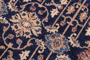 handmade Transitional Kafkaz Blue Brown Hand Knotted RECTANGLE 100% WOOL area rug 5' x 7'