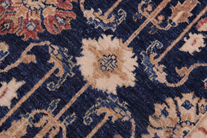 handmade Transitional Kafkaz Blue Brown Hand Knotted RECTANGLE 100% WOOL area rug 5' x 7'