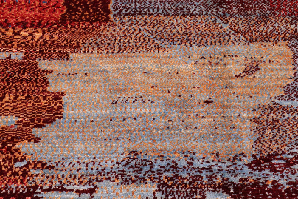 handmade Modern Modern Blue Red Hand Knotted RECTANGLE 100% WOOL area rug 8' x 10'