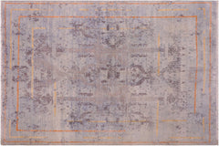 handmade Modern Kafkaz Blue Gray Hand Knotted RECTANGLE BAMBOO SILK area rug 8' x 10'