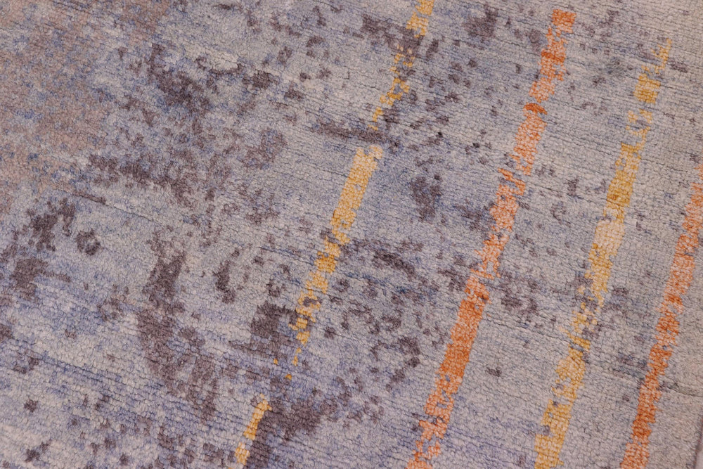 handmade Modern Kafkaz Blue Gray Hand Knotted RECTANGLE BAMBOO SILK area rug 8' x 10'