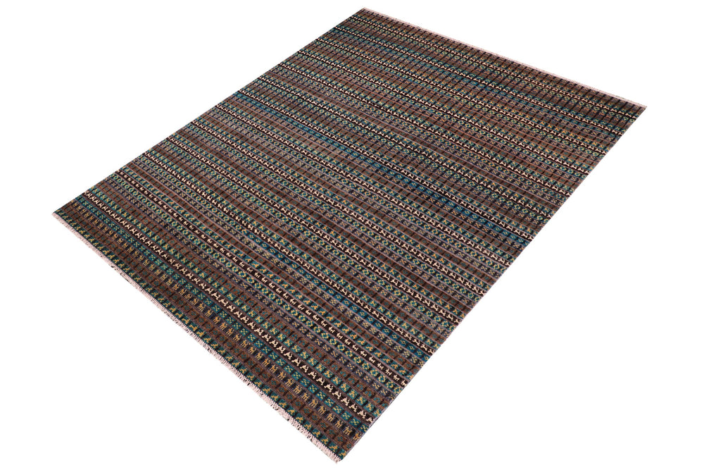 handmade Geometric Berjusta Blue Beige Hand Knotted RECTANGLE 100% WOOL area rug 9' x 12'
