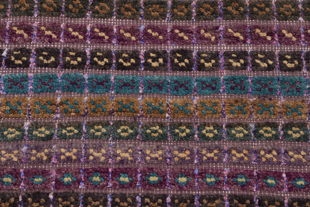 handmade Geometric Berjusta Purple Blue Hand Knotted RECTANGLE WOOL&SILK area rug 9' x 12'