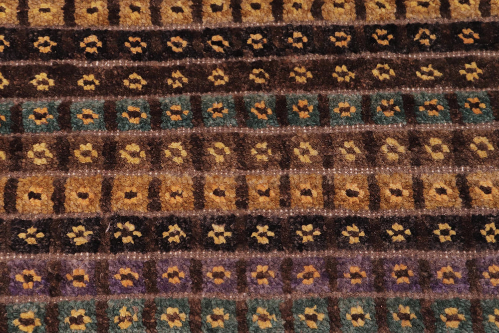handmade Geometric Berjusta Brown Blue Hand Knotted RECTANGLE 100% WOOL area rug 9' x 12'