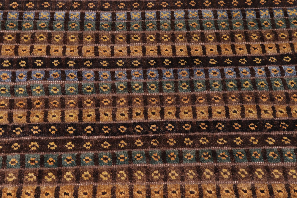 handmade Geometric Berjusta Brown Blue Hand Knotted RECTANGLE 100% WOOL area rug 9' x 12'