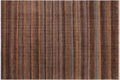 handmade Geometric Berjusta Brown Blue Hand Knotted RECTANGLE 100% WOOL area rug 9' x 12'