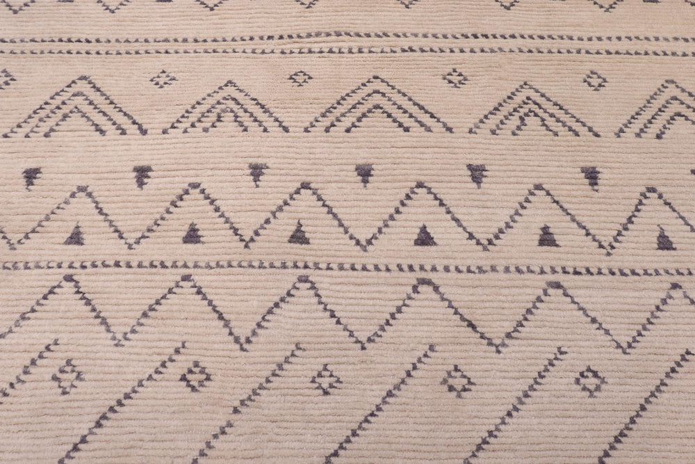 handmade Geometric Berjusta Beige Gray Hand Knotted RECTANGLE 100% WOOL area rug 8' x 10'