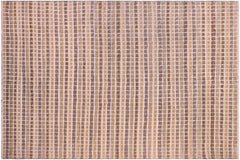handmade Geometric Berjusta Gray Blue Hand Knotted RECTANGLE WOOL&SILK area rug 8' x 10'
