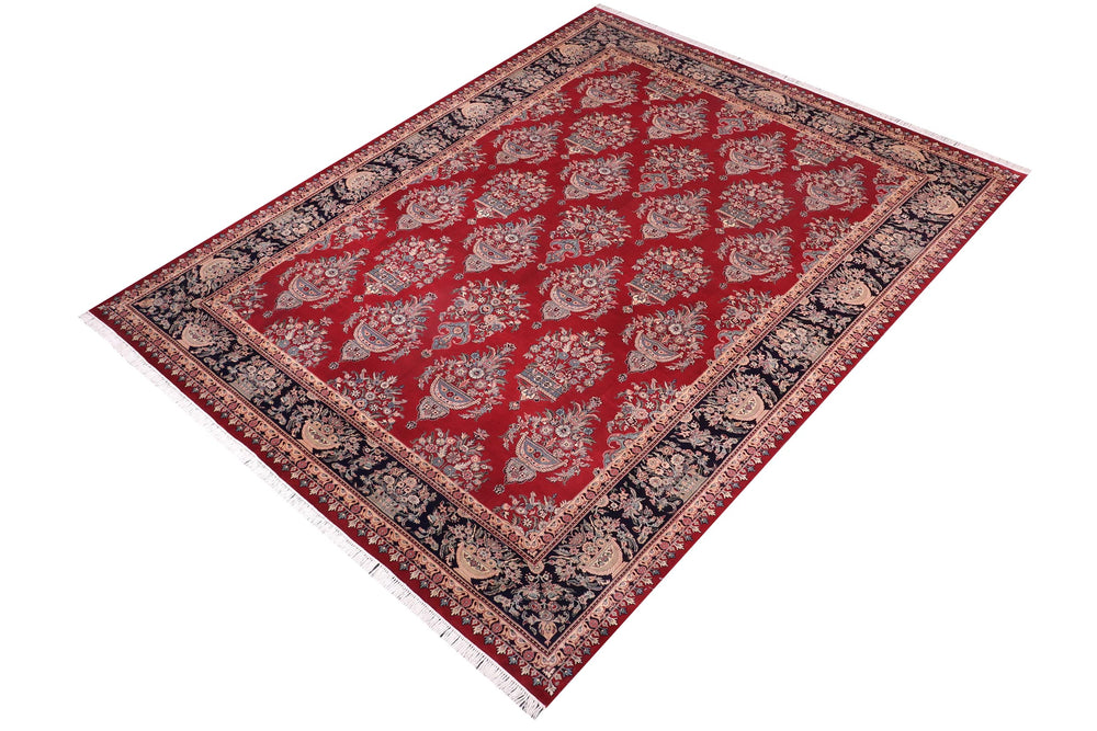 handmade Transitional Tabriz Red Black Hand Knotted RECTANGLE 100% WOOL area rug 10x15