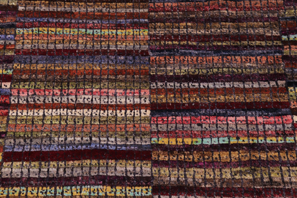 handmade Geometric Berjusta Rust Blue Hand Knotted RECTANGLE 100% WOOL area rug 9' x 12'