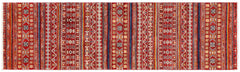 handmade Geometric Kurjean Red Blue Hand Knotted RUNNER 100% WOOL area rug 3x10