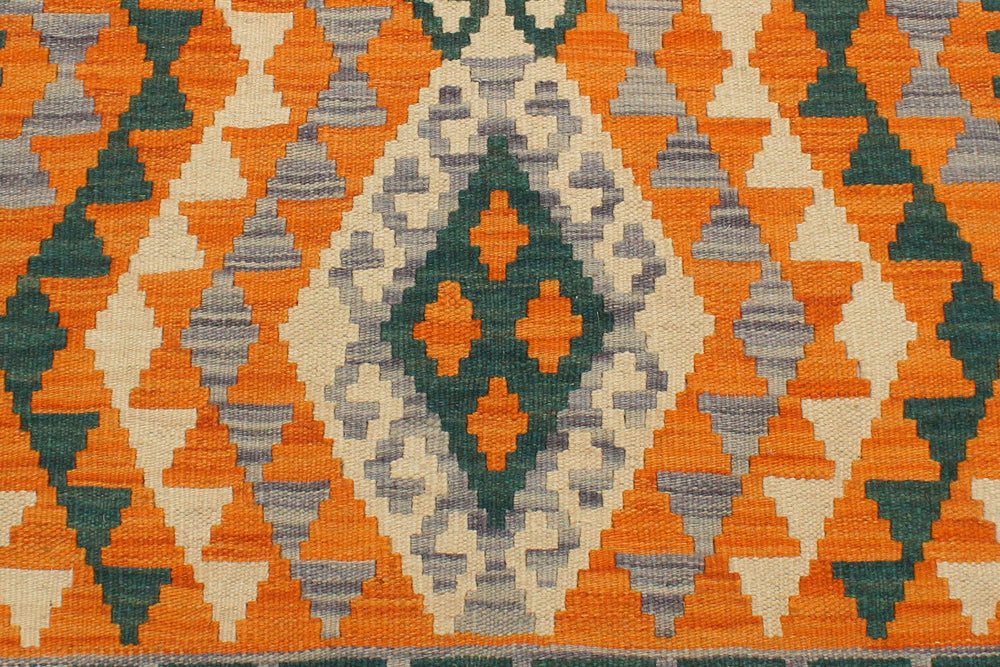 handmade Geometric Kilim Orange Purple Hand-Woven RECTANGLE 100% WOOL area rug 2' x 3'