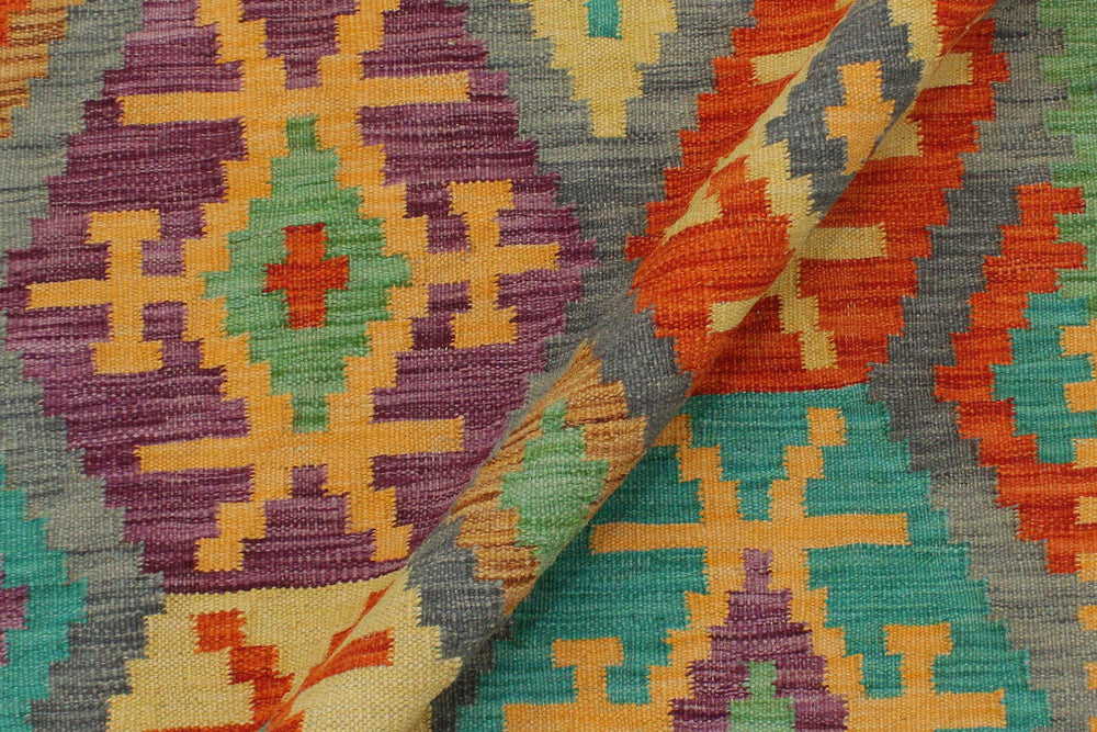 handmade Geometric Kilim Gray Rust Hand-Woven RECTANGLE 100% WOOL area rug 3 x 4