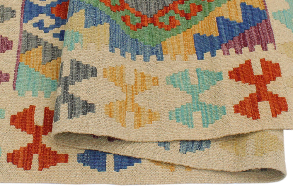 handmade Geometric Kilim Rust Beige Hand-Woven RECTANGLE 100% WOOL area rug 3 x 5