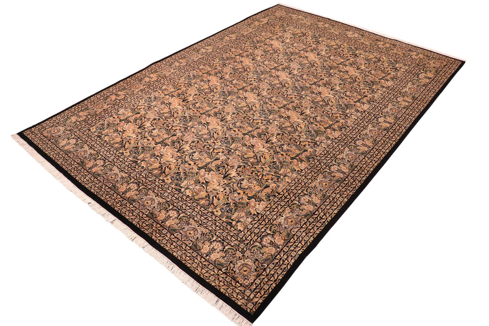 handmade Transitional Rimjim Black Gold Hand Knotted RECTANGLE 100% WOOL area rug 10x14