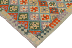 handmade Geometric Kilim Blue Rust Hand-Woven RECTANGLE 100% WOOL area rug 4 x 6