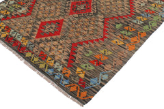 handmade Geometric Kilim Red Green Hand-Woven RECTANGLE 100% WOOL area rug 4' x 6'
