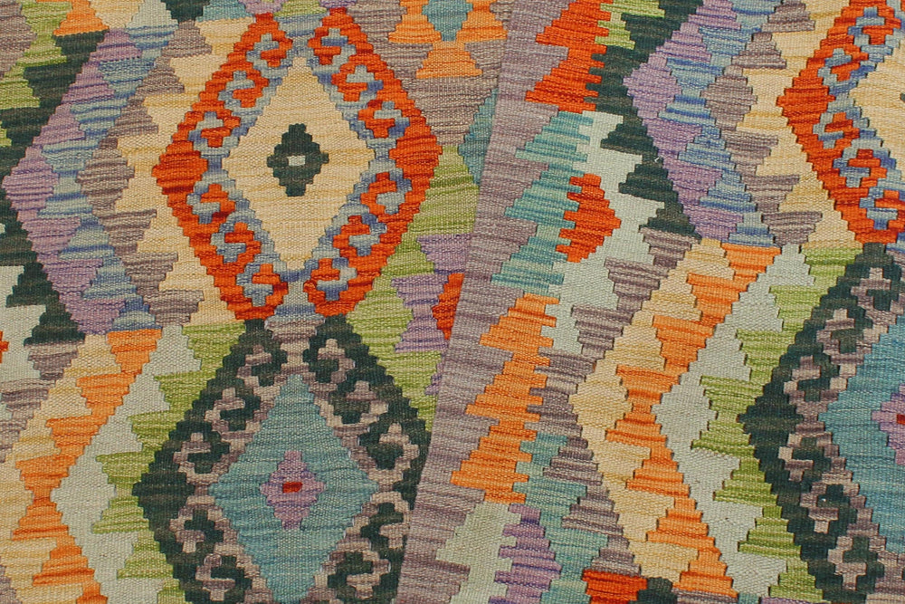 handmade Geometric Kilim Rust Purple Hand-Woven RECTANGLE 100% WOOL area rug 4 x 5