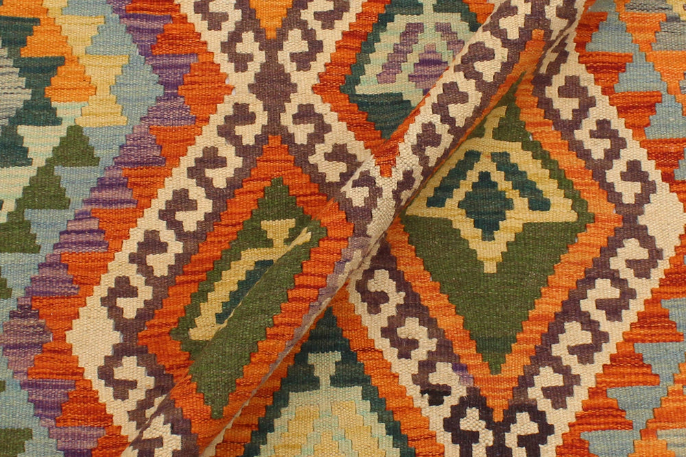 handmade Geometric Kilim Beige Rust Hand-Woven RECTANGLE 100% WOOL area rug 4 x 6