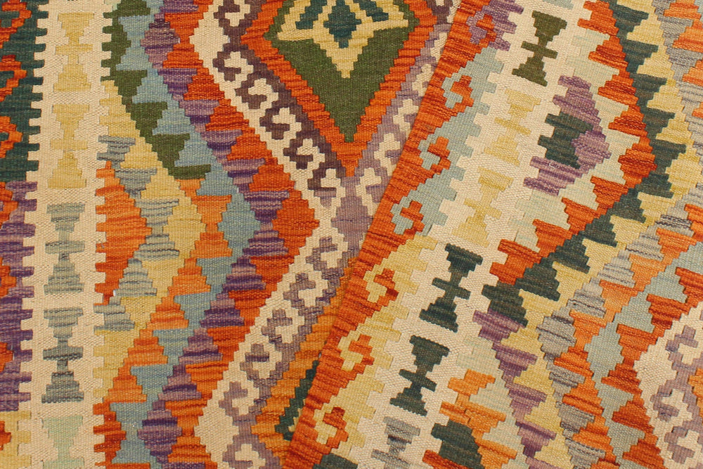 handmade Geometric Kilim Beige Rust Hand-Woven RECTANGLE 100% WOOL area rug 4 x 6