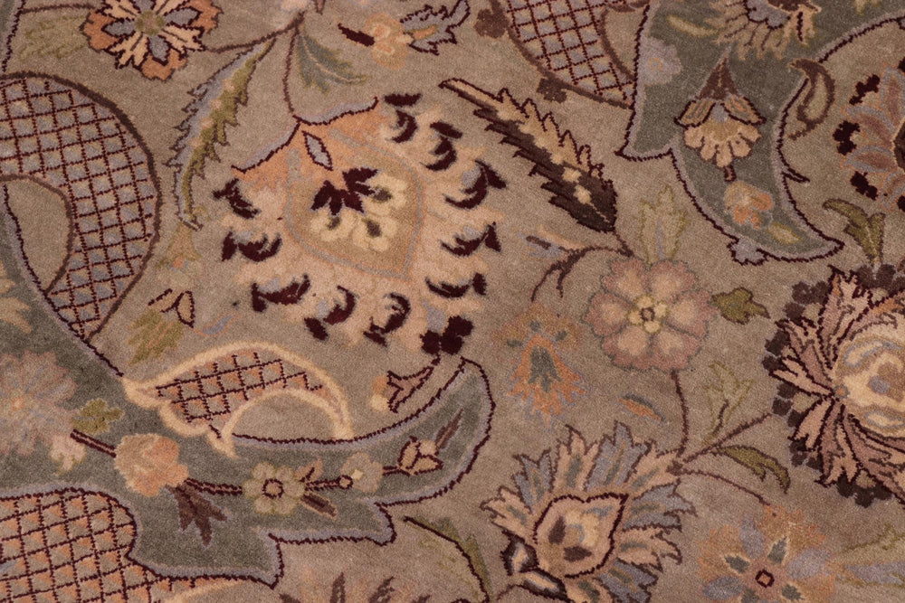 handmade Traditional Agra Green Brown Hand Knotted RECTANGLE 100% WOOL area rug 10x14