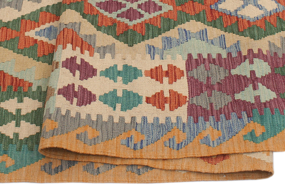 handmade Geometric Kilim Rust Blue Hand-Woven RECTANGLE 100% WOOL area rug 6 x 8