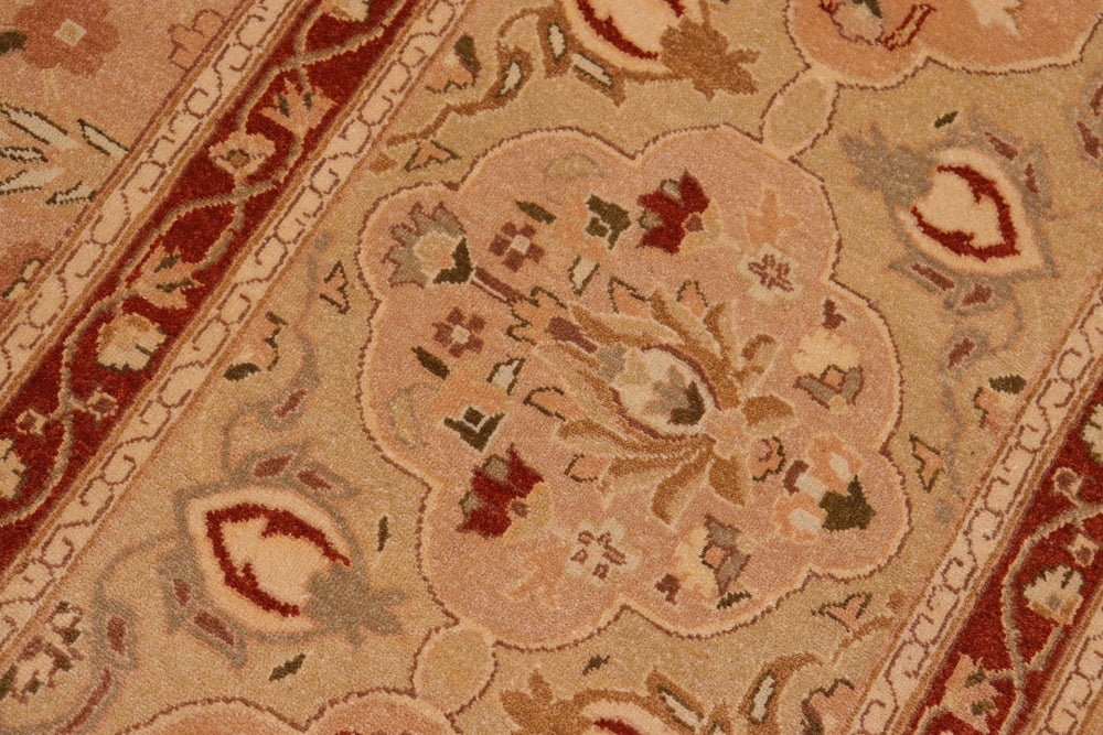 handmade Traditional Lahore Lt. Brown Rose Hand Knotted RECTANGLE 100% WOOL area rug 10' x 14'