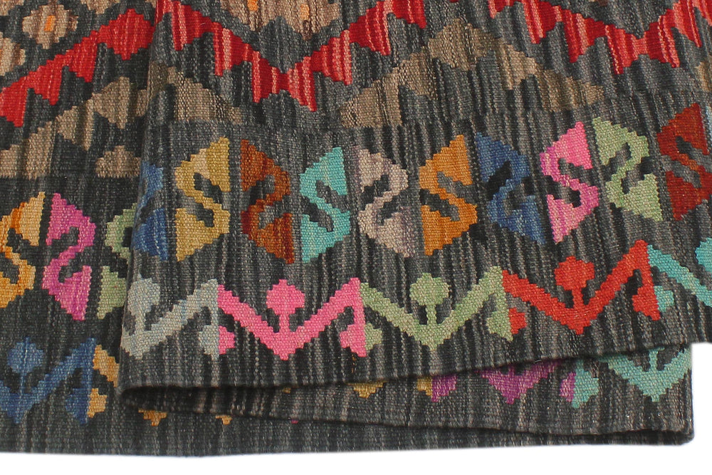 handmade Geometric Kilim Red Green Hand-Woven RECTANGLE 100% WOOL area rug 5 x 7