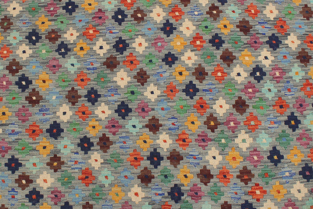 handmade Modern Kilim Gray Rust Hand-Woven RECTANGLE 100% WOOL area rug 5 x 6